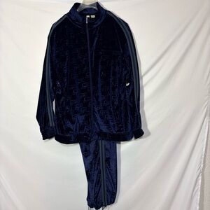 Men's Luxurious Navy Velour Tracksuit